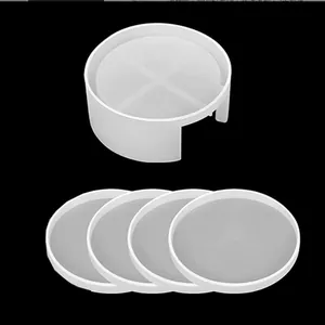 Detailed macro view of round silicone molds for DIY resin coaster and storage box set