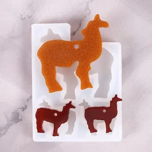 Alpaca shaped silicone mold for DIY crystal resin animal keychain crafts pendants