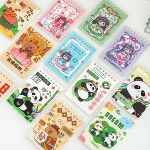 Collection of cute A7 spiral notebooks with various cartoon panda and bear designs