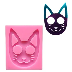 Professional cat head silicone mold for DIY resin keychain and creative fondant baking