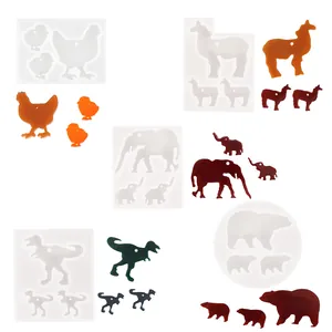 DIY animal silicone resin molds for keychain pendants including elephant and dinosaur