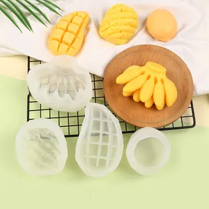 Moldes de silicona de frutas para velas y pasteles DIY, formas de plátano, limón y mango.