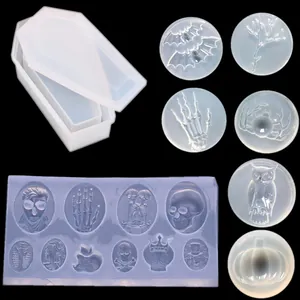 Halloween theme silicone mold set for DIY resin casting and skeleton cake decorating