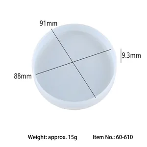 Detailed dimensions of round translucent silicone mold for DIY epoxy resin coasters