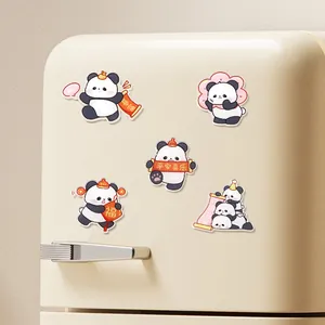 Set of cute cartoon panda acrylic fridge magnets featuring traditional Chinese blessing themes