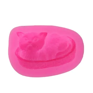 Detailed macro view of a pink cat in basket silicone mold for fondant and resin