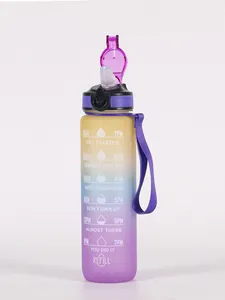 1000ml gradient sports water bottle featuring a straw and motivational time markers