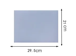 Detailed dimension view of A4 scratch-off sticker sheet measuring 29.5cm by 21cm