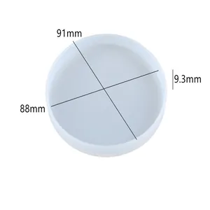 Round silicone mold for resin coasters with 91mm diameter and 9.3mm depth measurements.