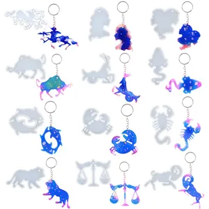DIY 12 Constellation Pendant Silicone Molds For Epoxy Resin Jewelry Making Starry Sky Theme Keychain Earring Casting Mold Craft Tools