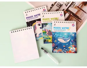 Reusable magic water painting books with refillable pen for kids' educational art