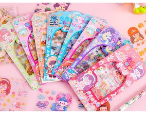 Detailed view of cute cartoon stickers with various themes for DIY journal decoration