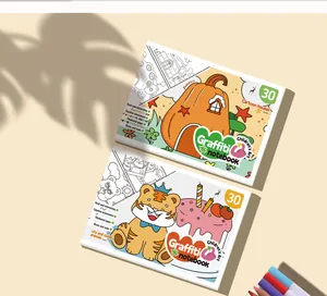 Stacked 30-sheet children's graffiti notebooks with pumpkin and tiger cartoon designs