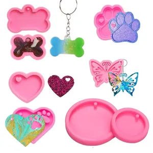 Heart Bear Paw Bone Shape Keychain Silicone Mold DIY Handmade Resin Epoxy Aromatherapy Pendant Mold Craft Jewelry Tool