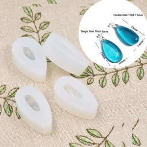 Moule en silicone en forme de goutte pour pendentifs en résine avec dimensions et échantillons