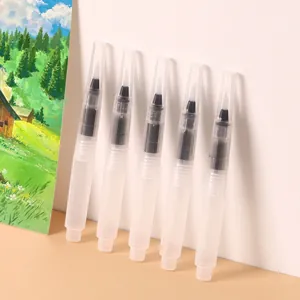 Professional set of five refillable watercolor water brushes with flexible pointed tips
