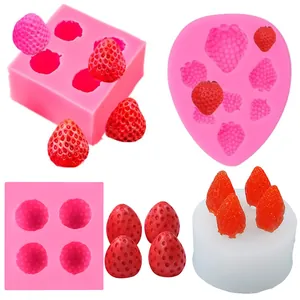 Mini Moule en Silicone aux Fruits Fraise Chocolat Fondant Gâteau Pudding Mousse Décoration Insert Cuisson Bricolage Moule en Silicone