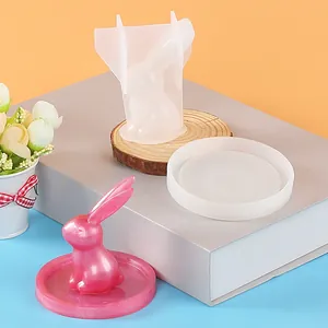 Vista dettagliata del set di stampi in silicone a forma di coniglio 3D per resina