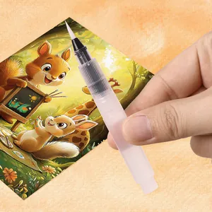 High-capacity refillable water brush pen with fine tip for watercolor and drawing