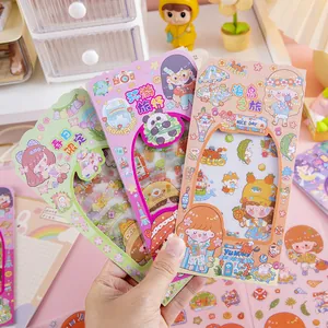 Cute cartoon character stickers set of 4 for DIY scrapbooking and journal decoration