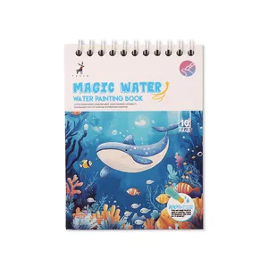 Reusable magic water painting book for kids featuring a blue whale ocean theme