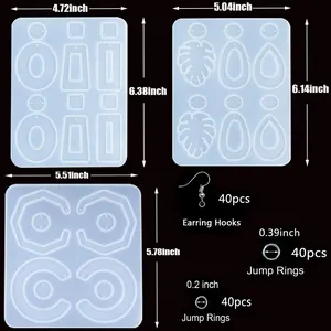 Schema dettagliato con dimensioni e quantità per il set di stampi in silicone fai-da-te