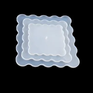 Set of 3 wavy square silicone molds for DIY epoxy resin 3-tier fruit tray