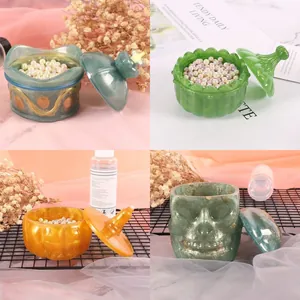 DIY Silicone Storage Box Mold For Crystal Resin Casting Pumpkin Crown Skull Shape Mirror Surface Handmade Jewelry Container Casting Tool
