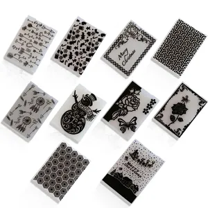 Christmas Snowman Snowflake Pattern Plastic Fondant Cake Embossing Mat Rose Butterfly Geometric Texture Lace Mold DIY Baking Decoration Tool