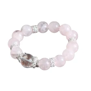 Bracelet élégant en quartz rose et cristal de roche de style chinois moderne