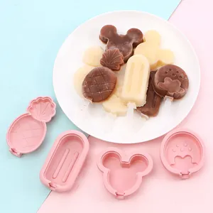 Creative pink silicone popsicle molds set in various shapes for DIY homemade ice cream treats