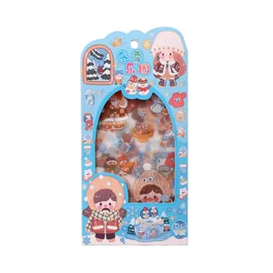Cute winter paradise cartoon stickers 4-sheet set for DIY journals and decorations