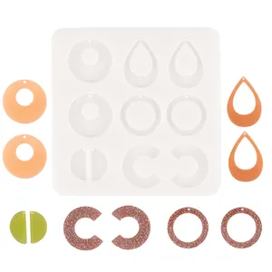 Moule en silicone pour boucles d'oreilles et pendentifs en résine avec formes variées