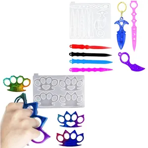 Professional DIY silicone resin mold kit for self-defense knuckles and magic wand keychains