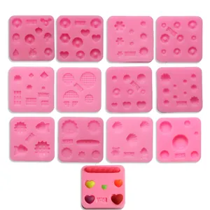 Pink Liquid Silicone Mold For Chocolate Cake Baking Shell Heart Flower Pattern DIY Resin Craft Handmade Decorating Tools Kitchen Gadgets