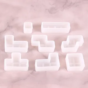 Σετ 8 λευκών καλουπιών σιλικόνης DIY για κουτιά ρητίνης σε γεωμετρικά σχήματα