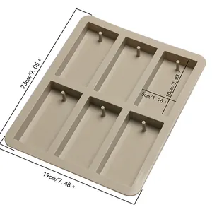 Dimensions détaillées pour moule en silicone rectangulaire à 6 cavités pour tablettes de cire