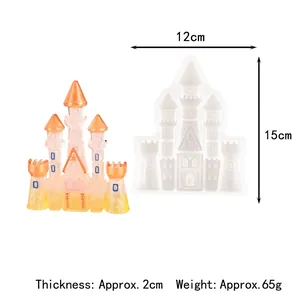 Detaillierte Maße einer 3D-Schloss-Silikonform für die Herstellung von Harzhandwerk