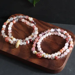 Natural Crystal Beaded Bracelet Red Ghost Amethyst Double Wrap Running Ring Fashion Women Handmade Jewelry