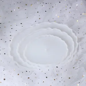 Detailed view of three-tier scalloped silicone molds for DIY resin fruit tray craft