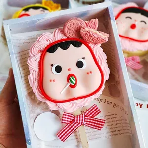 Cute cartoon girl soft rubber cake topper for birthday party baking decoration