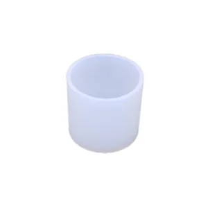 Detail shot of a transparent cylindrical silicone mold for resin jewelry casting