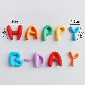 Colorful soft rubber 'HAPPY B-DAY' alphabet cake topper set for party decorations
