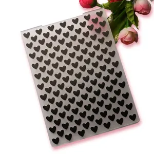 DIY plastic embossing folder with heart pattern for scrapbooking and card making