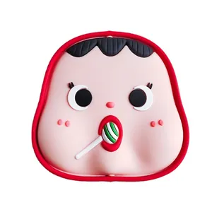 Adorable cartoon girl soft rubber cake topper with lollipop decoration for party cakes