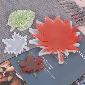 DIY Crystal Epoxy Resin Silicone Molds Monstera Maple Leaf Shape Coaster Storage Box Tray Mirror Surface Handmade Crafts Tools