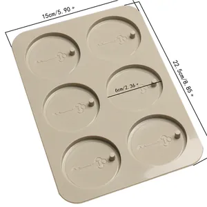 Vue détaillée des dimensions du moule en silicone rond à 6 cavités pour cire