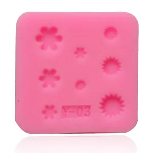 Pink flower and sun pattern liquid silicone chocolate baking mold detail view model Y-03