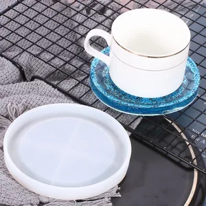 Molde de silicona redondo para posavasos de resina DIY y bases de macetas en blanco