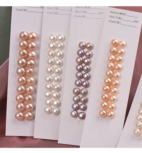 Détails de perles de bouton d'eau douce naturelles en plusieurs couleurs pour bijoux DIY
